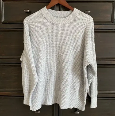 Aerie Women’s XS Gray Weaved Knit Oversized‎ Crew Neck Sweater