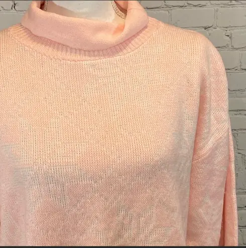 Vintage Pink Cropped High Neck Sweater Snowflake Design Size M