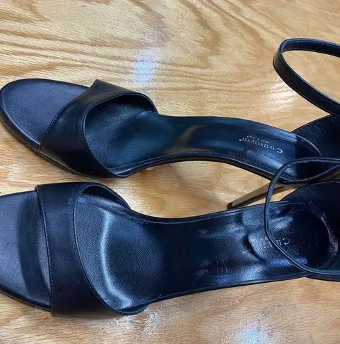 La Canadiene Strappy Heel Women's 10 Black Leather Slip On Stiletto Open Toe S25