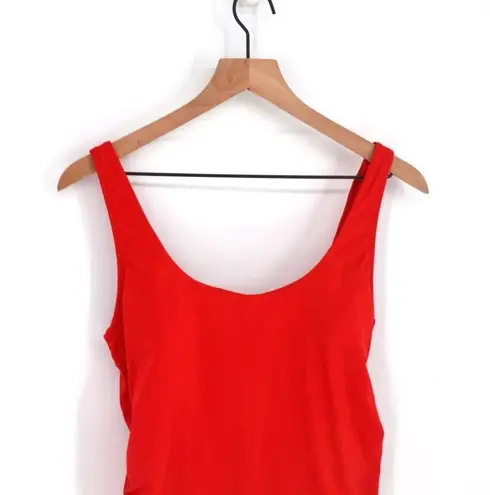 ANDIE The Ibiza One Piece Swimsuit Scoop Back Ruched in Cherry Red Women's S