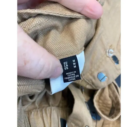 VERO MODA Vera Moda Chino Shorts Women Medium Brown Denim Belted Slash Pockets Hipster B67