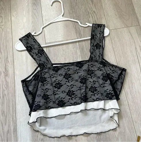 Lace Layered Tank Top dazie womens Black White (size 18) crop witch whimsygoth