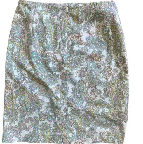 Jones New York  Knee Length Pencil Skirt Pastel Paisley Brocade Women SZ 8