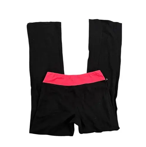 Everlast Flared Yoga Pants Foldover Waistband Stretch Black/Pink S