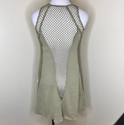 Love Riche NWT  Dress SMALL Olive Green Shabby Chic Sleeveless Crochet Mini Boho