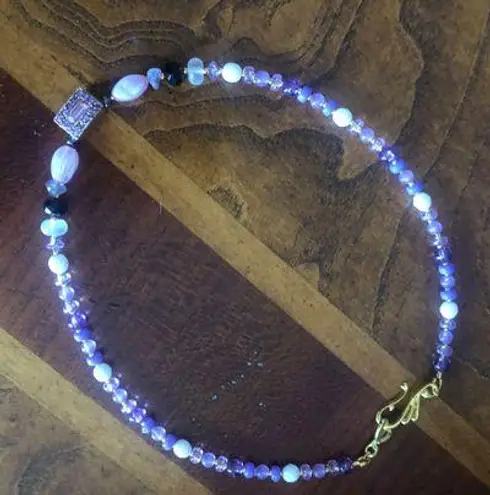 Amethyst Handcrafted opal moon glow crystal beaded necklace