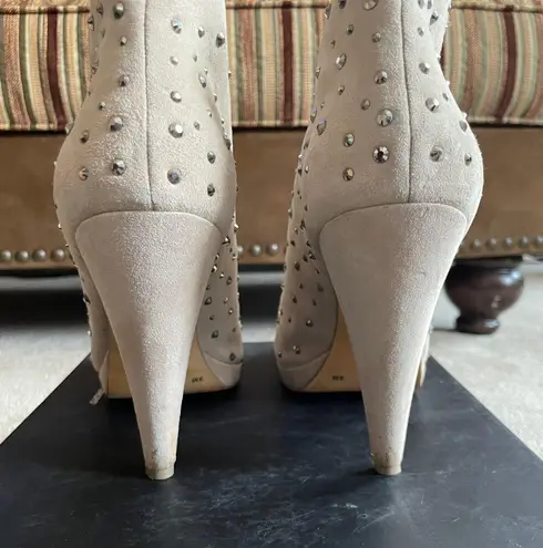 INC I.N.C Beige Studded Suede Booties 