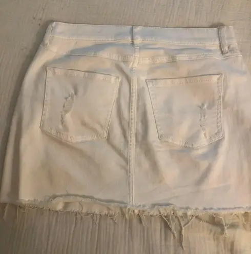 EXPRESS White Denim Mini Skirt 