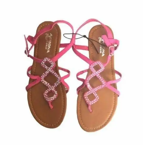 Arizona Jeans Arizona Women's Pink Embellished Sandals Sz7