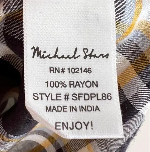 Michael Stars Plaid Popover Shirt Black, Yellow, White Size XS