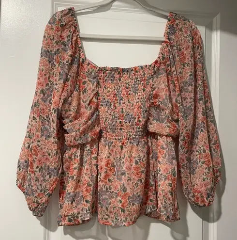 American Eagle Floral Long Sleeve Blouse