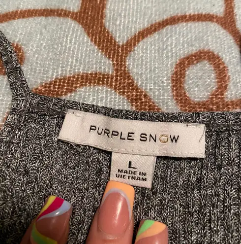 Purple Snow Cropped Gray Top