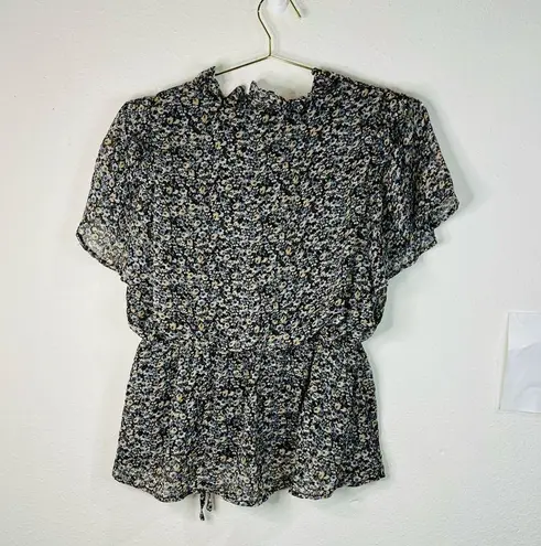 Mittoshop Women’s Floral Peplum Top Boho Chic Ruffle Short Sleeve Blouse Large