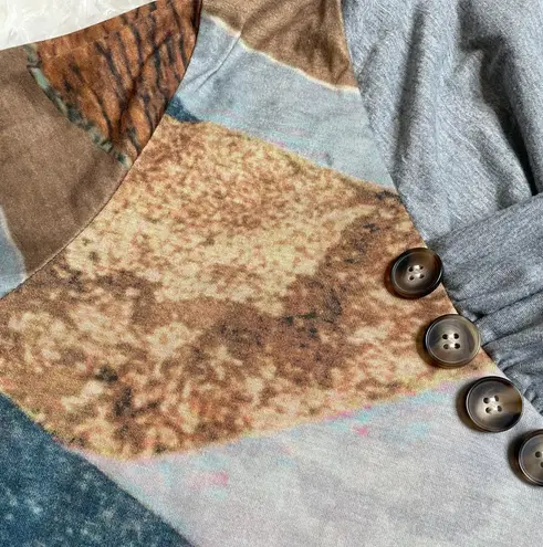 Misook MISSLOOK boho earthy landscape long sleeve top