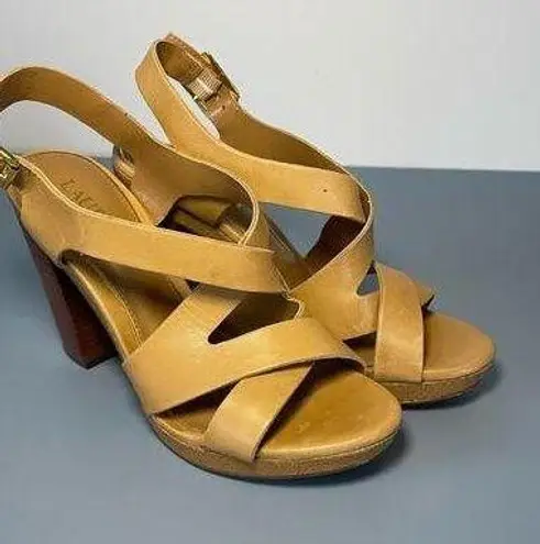 Ralph Lauren Lauren  womens strappy heels tan leather size 8