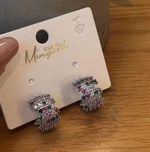 NWT multicolored CZ Pave style earrings, Crystals Nickel free,Titanium post Silver