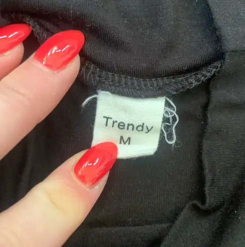 Mockneck Cropped Black Top Size M