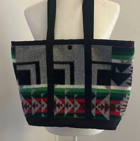 Justin Kraft Wool/Nylon Geometric/ Aztec Print Tote Bag Black