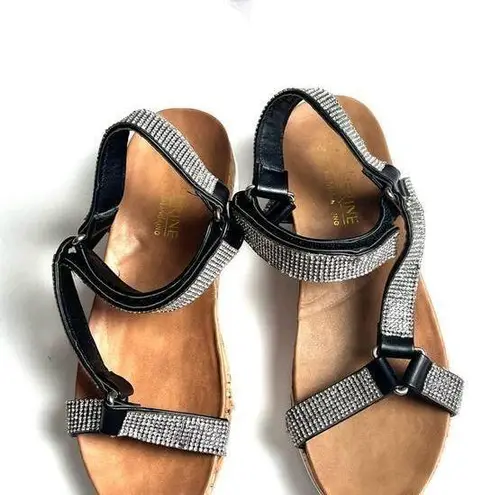 Catherine Malandrino Women's Bejeweled Low Heel Wedge Sandals Sz 6.5