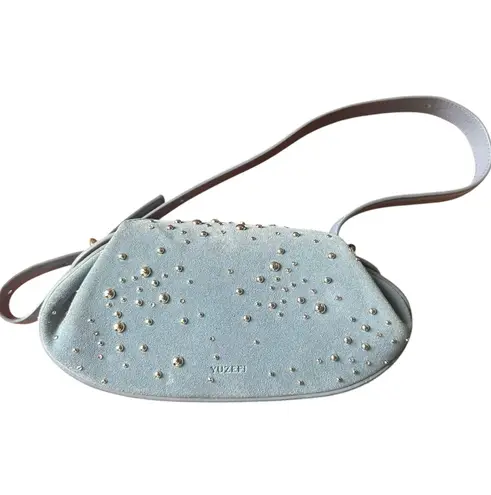 YUZEFI Dinner Roll Studded Handle Bag Light Blue NWOT