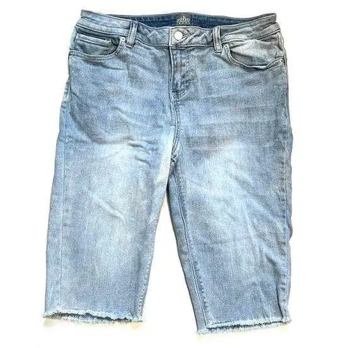 New York & Co. Soho Jeans Light Wash Bermuda Shorts Raw Hem 10