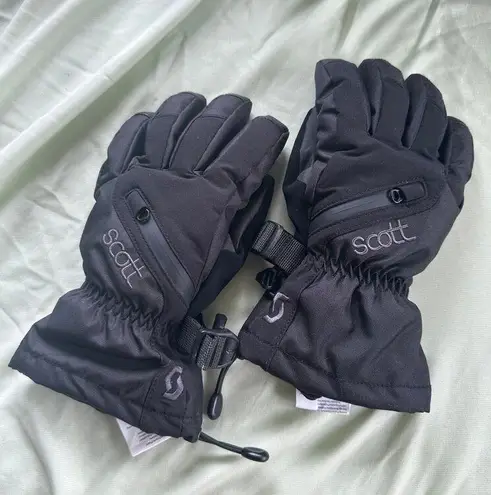 Scott Ultimate Pro Women's Snow Ski Hand Zip Faux Leather Palm Insulated Gloves Black