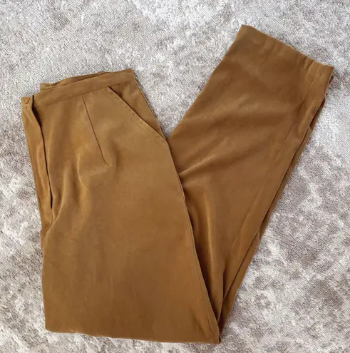 Vintage High Waisted Faux Suede Pleated Trouser Pants in Caramel