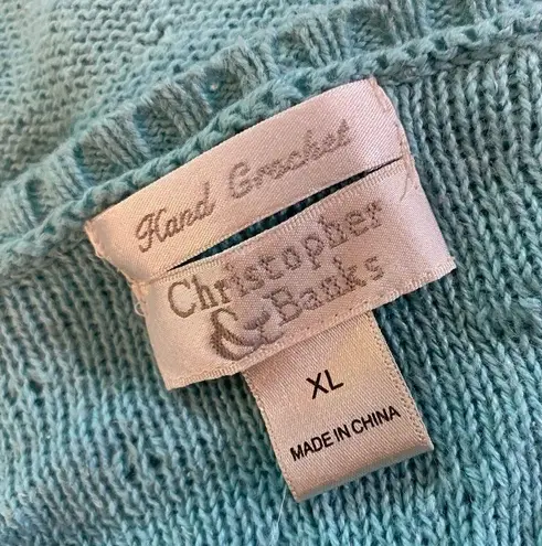 Christopher & Banks  Hand Crochet Sweater Sweetheart Cerulean XL