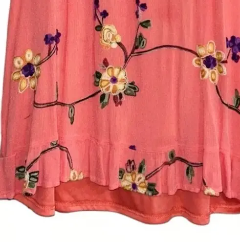Liv Los Angeles coral embroidered off shoulder dress L Pink Size L