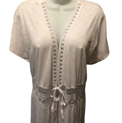 Belle Beach by Kim Gravel Regular Slub Knit Tie Front Cover Up QVC 1X Beach Wear White