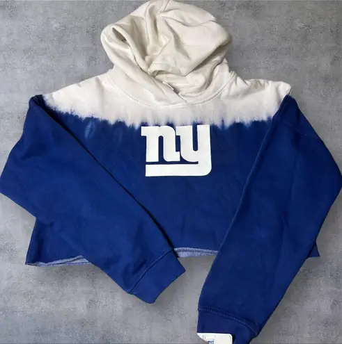 NEW NFL NY Giants Teens Cropped Tie Dye Hoodie Juniors XL 15/17 Blue Sweatshirt Size undefined