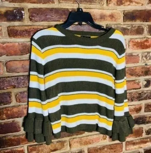 Very J Striped Long Tiered Bell Sleeve Pullover Sweater Women's Size Small