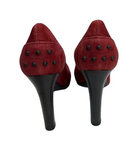Tods Heels Red Suede High 4” Stiletto Driver Style Size 36 / US 5.5