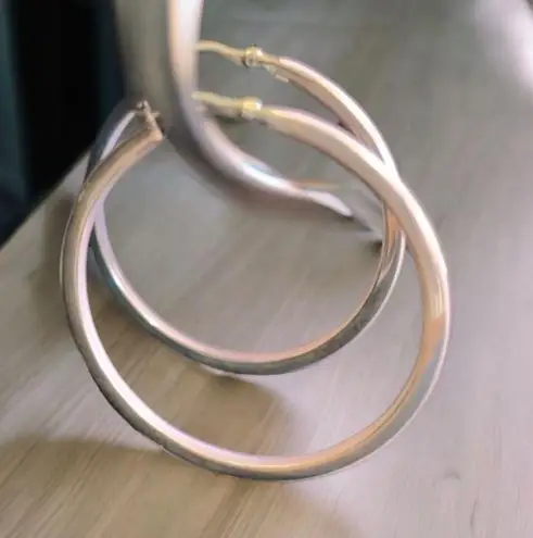 Pink Enamel Sterling Silver Earrings 1" Snap Closure