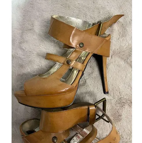 Simply Vera Vera Wang Women's Brown Ankle Strap Stiletto Heels Size 9