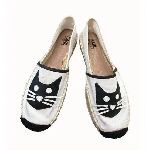 Karl Lagerfeld women’s white kitten theme espadrille shoes 10m SKU 6386
