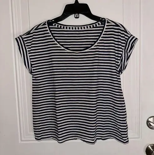 Garnet Hill Weekender Cropped Boxy Striped Short Sleeve T Shirt XS
