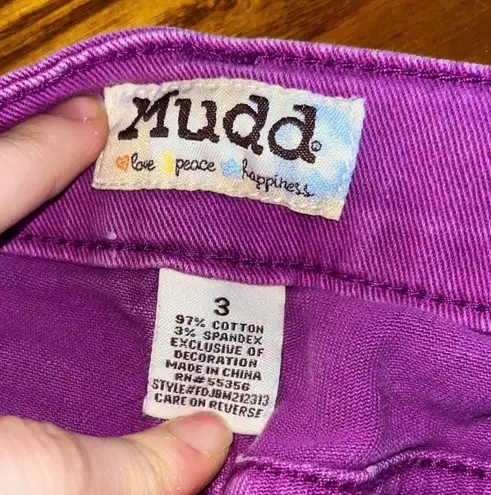 Mudd lavender low rise distressed shorts |  | size 3