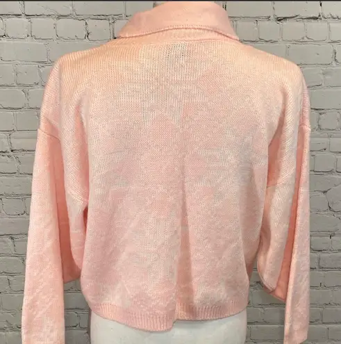 Vintage Pink Cropped High Neck Sweater Snowflake Design Size M