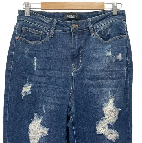 Judy Blue High Waist Destroyed Cuffed Boyfriend Jeans Dark Wash Size 29 | 8