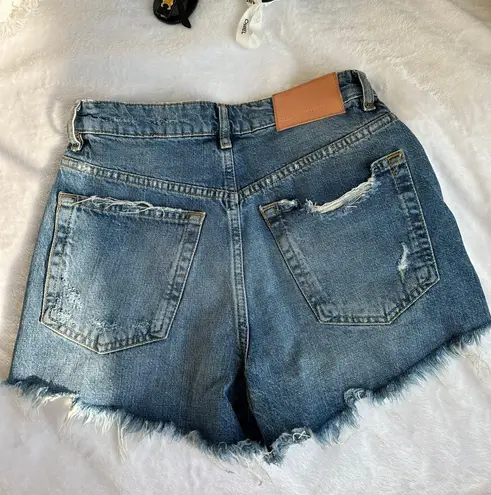 ZARA High Waisted Jeans Denim Jean Ripped Shorts