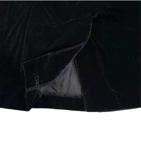 Petite Sophisticate 80s Vintage Black Velvet Skirt Suit with Gold Buttons and Silky Lapel Size 10