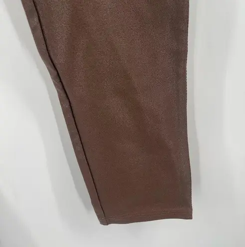 TAGOO Leggings Size Small Brown Liquid Shiny Stretch High Waist Tummy Control
