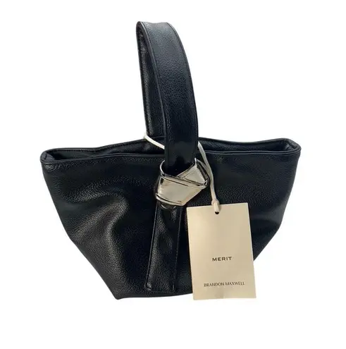 MERIT Brandon Maxwell Black Leather Mini Tote Handbag with Dust Bag New