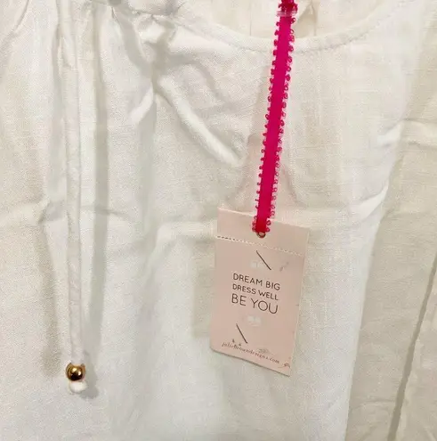 Julie Brown women's M short sleeve embroidered drawstring scoop neck tunic shirt