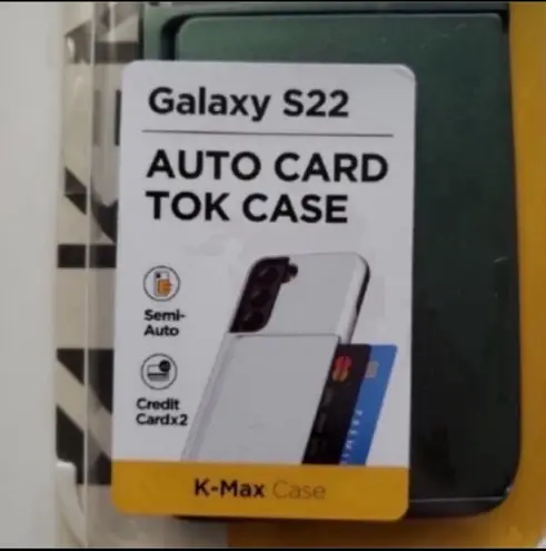 Samsung NWT Galaxy S22 Green Phone Case w/Built-in semi-auto Sliding Card Slot