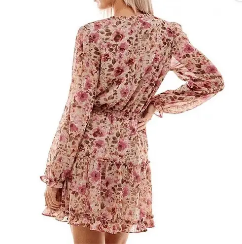 Crystal Doll Fit & Flare Floral Chiffon Dress Size XL Ruffle Boho Romantic