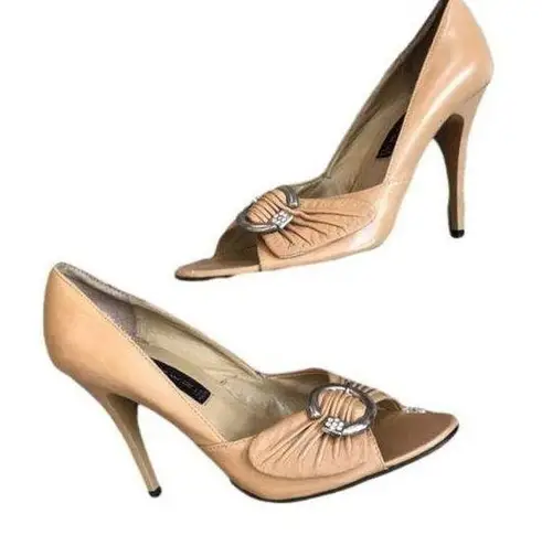 Steven By Steve Madden Vintage embellished open toe leather heels size 8.5