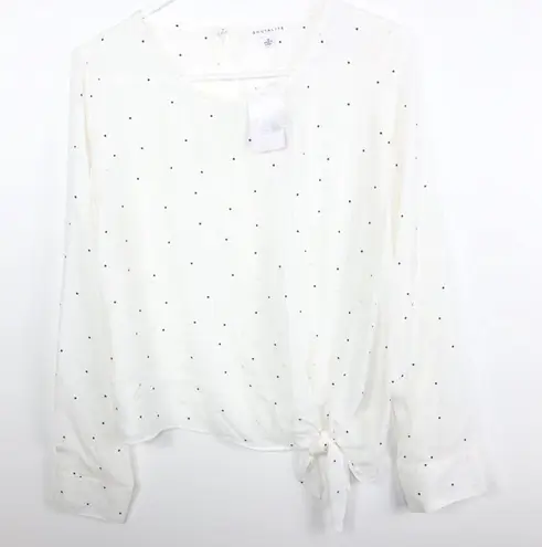 Socialite  Long Sleeve Tie Front Polka Dot Blouse