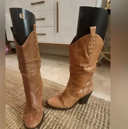 BCBGENERATION BCBG Generation Slouch Cowboy Boot Leather Womens Shoes Sz 9b Brown